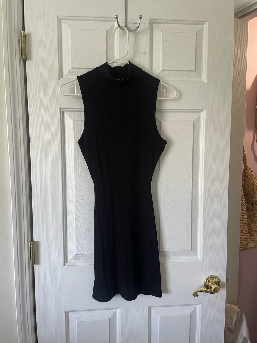 Windsor Sleek Black Mock-Neck Mini Dress